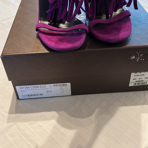 Gucci Becky purple suede sandals with fringe - Picture 5 of 6